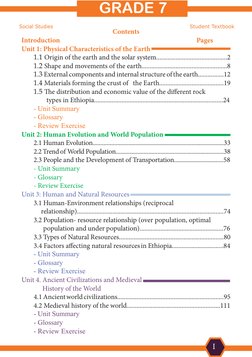 Unit One
Physical Characteristics of the Earth
GRADE 7  
I
Contents
Introduction