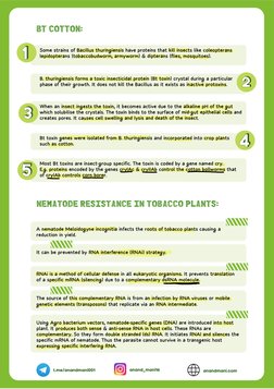 t.me/anandmani001
anand_mani16
anandmani.com
BT COTTON:
Nematode resistance in tobacco plants:
Some strains of Bacillus thuri