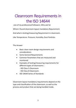 ISO 14644 Cleanroom Design Requirements | PDF