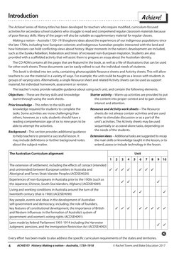 Achieve!
ACHIEVE!   History: Making a nation – Australia, 1750–1918
4
© Rachel Towns and Blake Education 2017
Introduction
Th