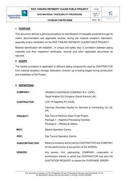 Site Material Traceability Procedure | PDF | Pipe (Fluid Conveyance ...