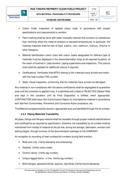 Site Material Traceability Procedure | PDF | Pipe (Fluid Conveyance ...