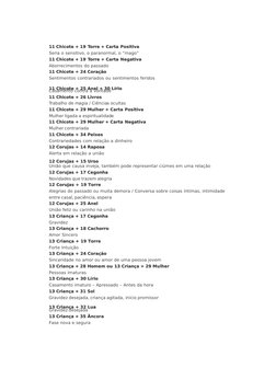 11 Chicote + 19 Torre + Carta ositiva
:eria o sensitivo, o paranormal, o mago5
11 Chicote + 19 Torre + Carta Neativa
*bo