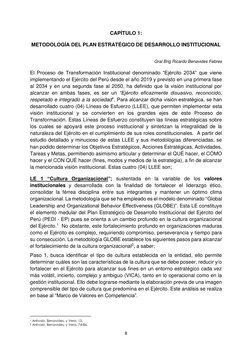 8 
 
CAPÍTULO 1: 
METODOLOGÍA DEL PLAN ESTRATÉGICO DE DESARROLLO INSTITUCIONAL 
 
Gral Brig Ricardo Benavides Febres 
El Proc