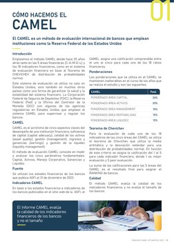 01
RANKING CAMEL DE BANCOS 2023 
01
CAMEL asigna una calificación comprendida entre 
el uno al cinco para cada uno de los 18