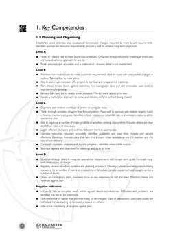 4
1.1 Planning and Organising
Establishes future priorities and visualises all foreseeable changes required to meet future re