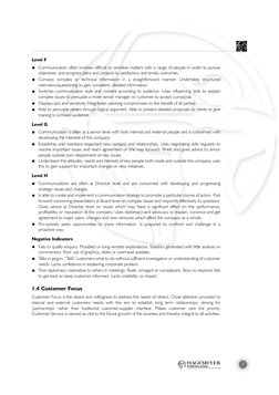 7
Level F
Communication often involves difficult or sensitive matters with a range of people in order to pursue
objectives, a