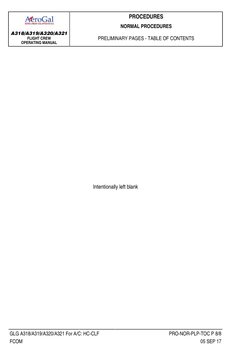 A318/A319/A320/A321
FLIGHT CREW
OPERATING MANUAL
PROCEDURES
NORMAL PROCEDURES
PRELIMINARY PAGES - TABLE OF CONTENTS
Intention