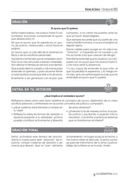 2025
cuaresma
9
Viernes de Ceniza • 7 de marzo de 2025
¿Qué implica el verdadero ayuno? 
Reflexiona sobre cómo este texto red