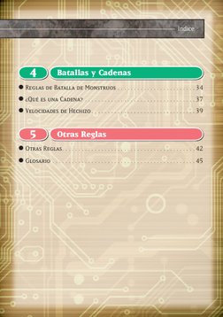Indice
4
Batallas y Cadenas
l Reglas de Batalla de Monstruos . .  .  .  .  .  .  .  .  .  .  .  .  .  .  .  .  .  .  .  .  .