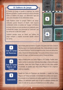 4
Comenzando
El Tablero de Juego te ayuda a organizar tus cartas 
durante un Duelo. Cuando utilizas tus cartas colócalas 
sob