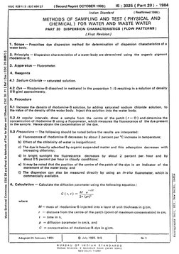 UDC 628’11’3 : 532.696’22 
( Second Reprint OCTOBER 
1996 ) 
IS : 3025 ( Part 20) 
- 1984 
Indian Standard 
METHODS 
OF SAMPL