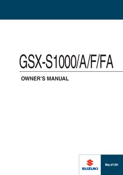 Suzuki GSX-S1000&F Operator's Manual (2016-) | PDF | Motorcycle
