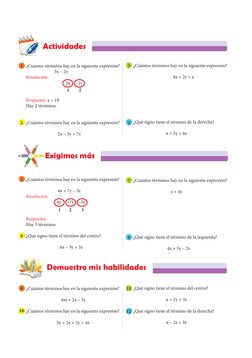 9 	¿Cuántos términos hay en la siguiente expresión?
	
	
	
	
          4m + 2x – 3y	
10 	¿Cuántos términos hay en la siguiente