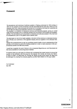 Foreword
The manufacture and spinning of cellulose acetate in Freiburg celebrated its 70th birthday in
1997. On the occasion