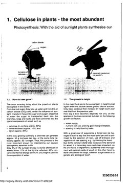 1 . Cellulose in plants - the most abundant
Photosynthesis: With the aid of sunlight plants synthesise ou r
carbon dioxide
1