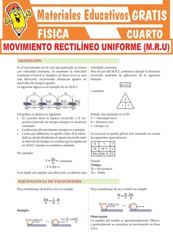 Es el movimiento en el cual una partícula se mueve 
con velocidad constante. Al mantener la velocidad 
constante el móvil se