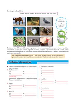 Verificando el aprendizaje
ZZ
Escribe cinco elementos para cada campo semán-
tico propuesto.
1.	 Embarcaciones
a)	___________
