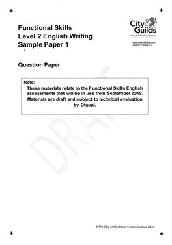 +
Citv#.s
Gil'iEi
+
Functional Skills
Level 2 English Writing
Sample Paper 1
A C.ry & Guilds G6+ &riE
**s.citvandouilds.co.n