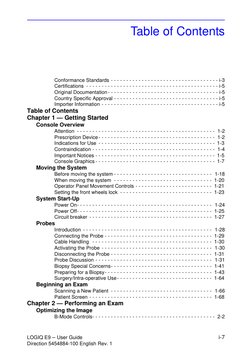 LOGIQ E9 – User Guide
i-7
Direction 5454884-100 English Rev. 1
Table of Contents
Conformance Standards - - - - - - - - - - -