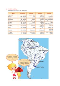 2.	 División Política
	
Se divide en doce países y una dependencia
Entonces observa el 
mapa hidrográfico 
y aprende, es súpe