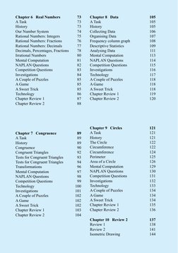 Chapter 6   Real Numbers 
73
A Task 
73
History 
73
Our Number System 
74
Rational Numbers: Integers 
75
Rational Numbers: Fr