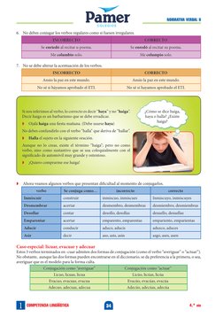 NORMATIVA VERBAL II
4.° año
34
COMPETENCIA LINGÜÍSTICA
1
6.	 No debes conjugar los verbos regulares como si fuesen irregulare
