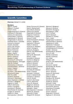 8
Chairman: Akiskal H. S. (USA)
Members:
Scientific Committee
Agam G. (Israel)
Akdeniz F. (Turkey)
Amini H. (Iran) 
Anagnosto
