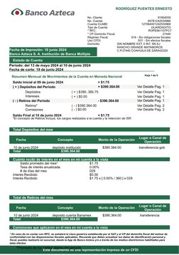 RODRÍGUEZ PUENTES ERNESTO  
No. Cliente: 
91954059 
No. Cuenta: 
60781242530968 
Cuenta CLABE: 
127064001242530968 
Tipo