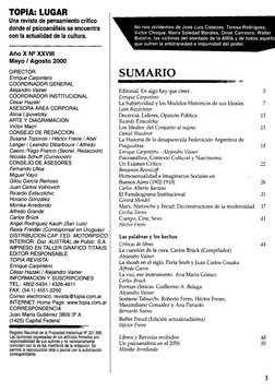 TOPIA: LUGAR
Una revista de pensamiento crítico
donde el psicoanálisis se encuentra
con la actualidad de la cultura.
Año X N9