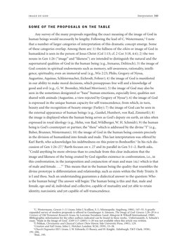 I M A G E  O F  G O D
Interpretation  343
SOME OF THE PROPOSALS ON THE TABLE
Any survey of the many proposals regarding the e