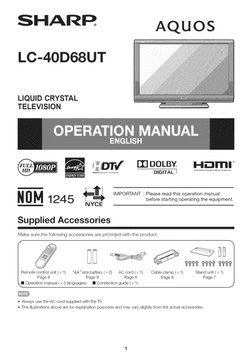Sharp Aquos 40-Inch HDTV LCD User Manual | PDF | Cable Television