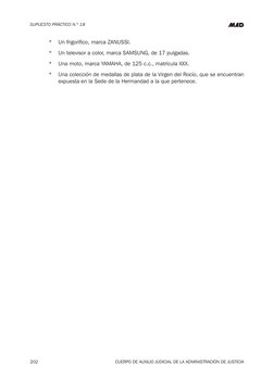 SUPUESTO PRÁCTICO N.º 18
202
CUERPO DE AUXILIO JUDICIAL DE LA ADMINISTRACIÓN DE JUSTICIA
*
Un frigorífico, marca ZANUSSI.
*
U