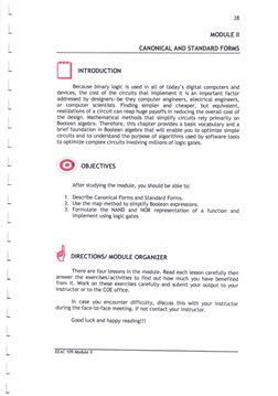 MODULE II
CANONICAL AND STANDARD FORMS
Because binary togic is used in atl of today's digital computers and
devices, the cost