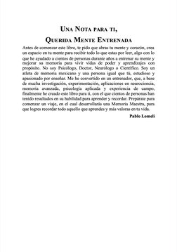  
UNA
NA N
 NOT
OTA PARA
PARA TI
TI,
QUERIDA
UERIDA M
 MENTE
ENTE E
 ENTRENADA
NTRENADA
Antes de comenzar este libro, te pido