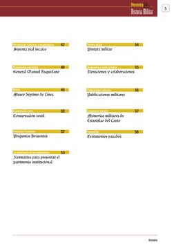 5
Monumentos nacionales
General Manuel Baquedano
48
Museo
Museo Séptimo de Línea
49
Restauración textil
Conservación textil
5