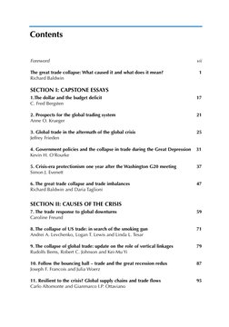 Contents
Foreword
vii
The great trade collapse: What caused it and what does it mean? 
1
Richard Baldwin
SECTION I: CAPSTONE