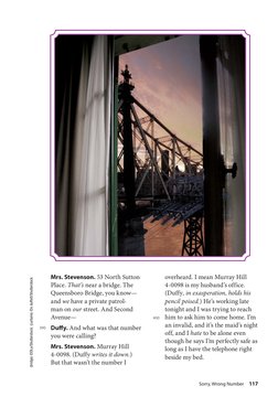 (bridge) ©DLe/Shutterstock; (curtains) ©s duffett/Shutterstock
390
Mrs. Stevenson. 53 North Sutton 
Place. That’s near a brid