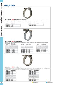 MANGUEIRAS, CONEXÕES & ABRAÇADEIRAS
10
 CLASSIFICAÇÃO EC
 LANÇAMENTO
ABRAÇADEIRAS
 
 ABRAÇADEIRA  INOX TUCHO ENGATE RÁPIDO (5