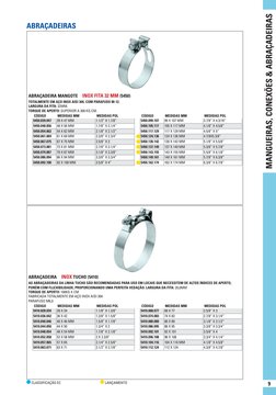 MANGUEIRAS, CONEXÕES & ABRAÇADEIRAS
9
 CLASSIFICAÇÃO EC
 LANÇAMENTO
ABRAÇADEIRAS
 
 ABRAÇADEIRA MANGOTE  INOX FITA 32 MM (545