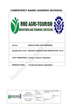 COMPETENCY BASED LEARNING MATERIAL
     Sector:                    AGRICULTURE AND FISHERIES
     Qualification Title:  ORGAN