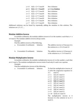 x = 0
3(0) + 2 ≢ 5 mod 8
Not a Solution
 x = 1
3(1) + 2 ≡ 5 mod 8
x = 1 is a Solution
 x = 2
3(2) + 2 ≢ 5 mod 8
Not a Soluti