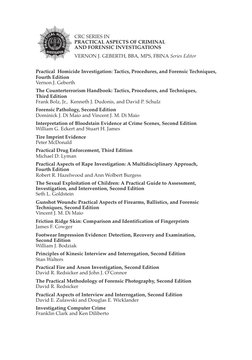 CRC SERIES IN
PRACTICAL ASPECTS OF CRIMINAL
AND FORENSIC INVESTIGATIONS
VERNON J. GEBERTH, BBA, MPS, FBINA Series Editor
Prac