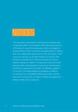 SECURITY & COMPLIANCE QUICK REFERENCE GUIDE
2
Notices


This document is provided for informational purposes only. 
It repres