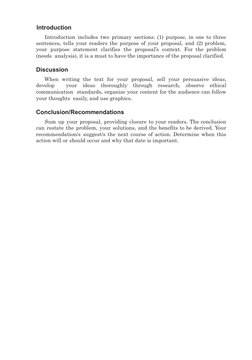 Introduction
Introduction includes two primary sections: (1) purpose, in one to three
sentences, tells your readers the purpo