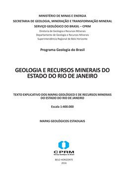 MINISTÉRIO DE MINAS E ENERGIA
SECRETARIA DE GEOLOGIA, MINERAÇÃO E TRANSFORMAÇÃO MINERAL
SERVIÇO GEOLÓGICO DO BRASIL – CPRM
Di