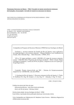 Direitos desta edição: Serviço Geológico do Brasil - CPRM
É permitida a reprodução desta publicação desde que mencionada a fo