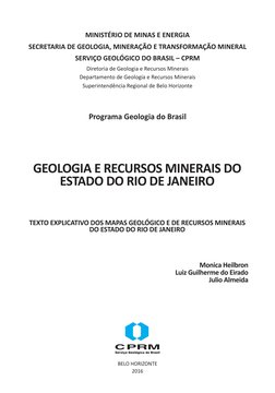 MINISTÉRIO DE MINAS E ENERGIA
SECRETARIA DE GEOLOGIA, MINERAÇÃO E TRANSFORMAÇÃO MINERAL
SERVIÇO GEOLÓGICO DO BRASIL – CPRM
Di