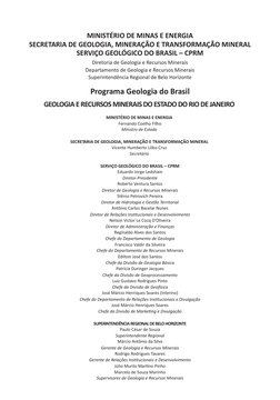 MINISTÉRIO DE MINAS E ENERGIA
SECRETARIA DE GEOLOGIA, MINERAÇÃO E TRANSFORMAÇÃO MINERAL
SERVIÇO GEOLÓGICO DO BRASIL – CPRM
Di