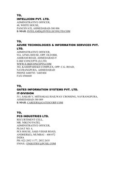 TO,
INTELLICON PVT. LTD.
ADMINSTRATIVE OFFICER,
48, WHITE HOUSE, 
PANCHVATI, AHMEDABAD-380 006
E-MAIL INTELAMD@INTELLICONLTD.